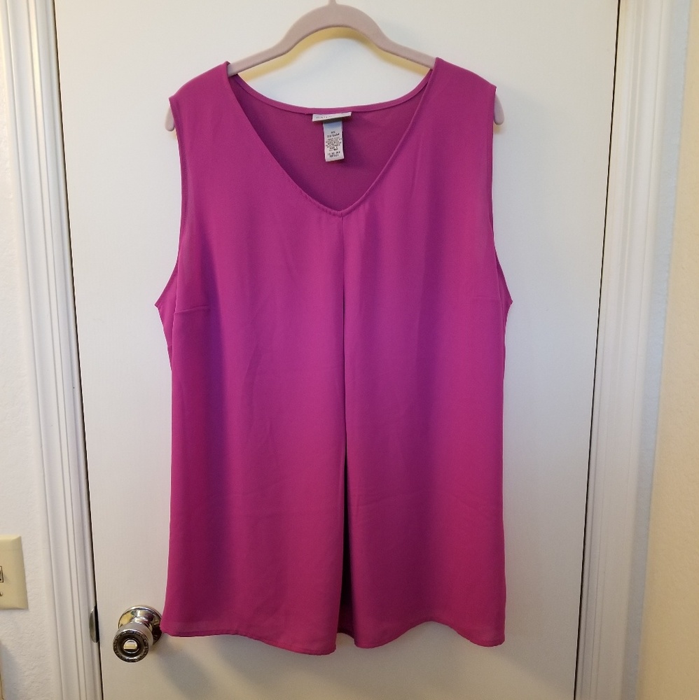 EUC Catherines 2X Magenta Pleat Front Tank